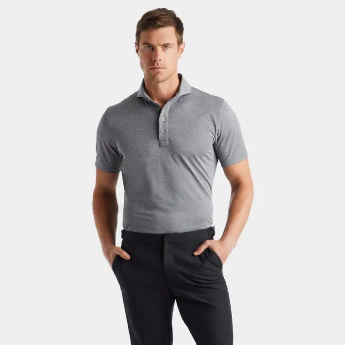GFORE MLANGE RIB GUSSET TECH PIQU MODERN SPREAD COLLAR POLO Heather Grey Men Polos and Shirts