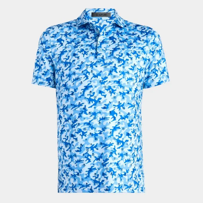 GFORE MAPPED ICON CAMO TECH JERSEY MODERN SPREAD COLLAR POLO Baja Men Polos and Shirts