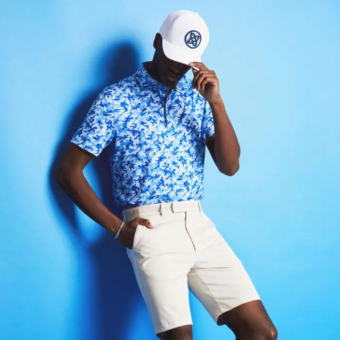 GFORE MAPPED ICON CAMO TECH JERSEY MODERN SPREAD COLLAR POLO Baja Men Polos and Shirts