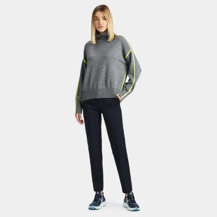 GFORE MERINO WOOL CONTRAST STRIPE TURTLENECK SWEATER Heather Grey Women Sweaters