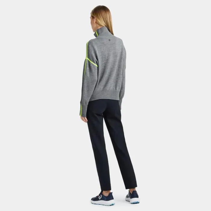 GFORE MERINO WOOL CONTRAST STRIPE TURTLENECK SWEATER Heather Grey Women Sweaters