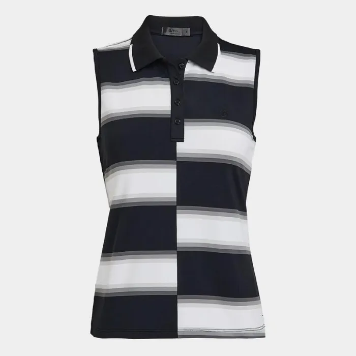 GFORE OFFSET GRADIENT STRIPE NYLON SLEEVELESS POLO Onyx Women Polos