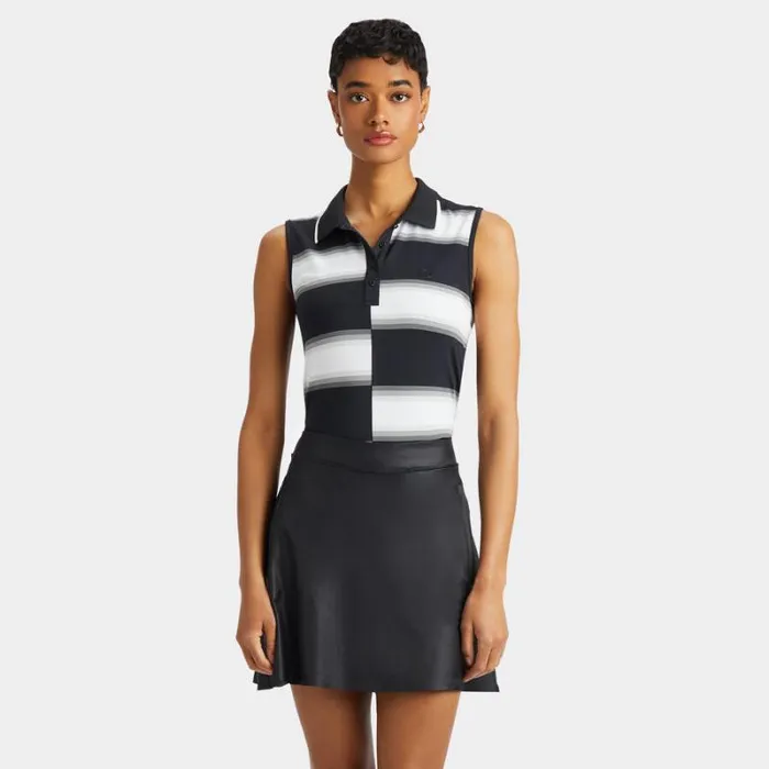 GFORE OFFSET GRADIENT STRIPE NYLON SLEEVELESS POLO Onyx Women Polos