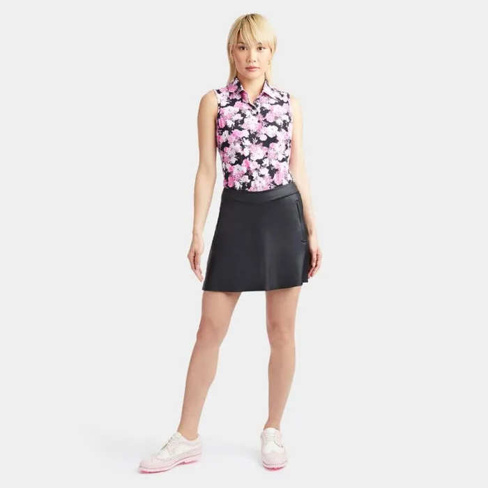 GFORE PHOTO FLORAL SILKY TECH NYLON SLEEVELESS POLO Onyx Women Polos