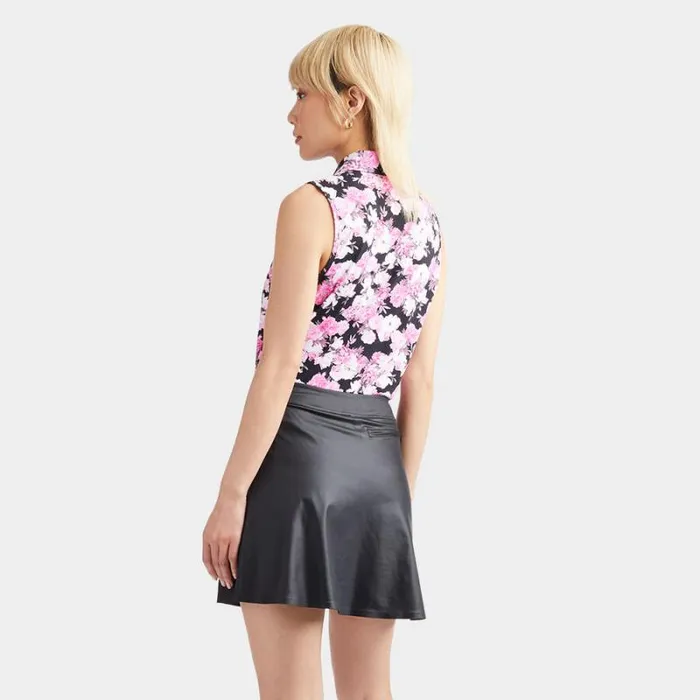 GFORE PHOTO FLORAL SILKY TECH NYLON SLEEVELESS POLO Onyx Women Polos
