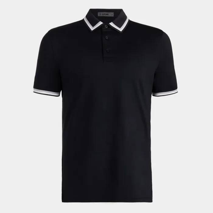 GFORE TUX TECH JERSEY BANDED SLEEVE POLO Onyx Men Polos and Shirts