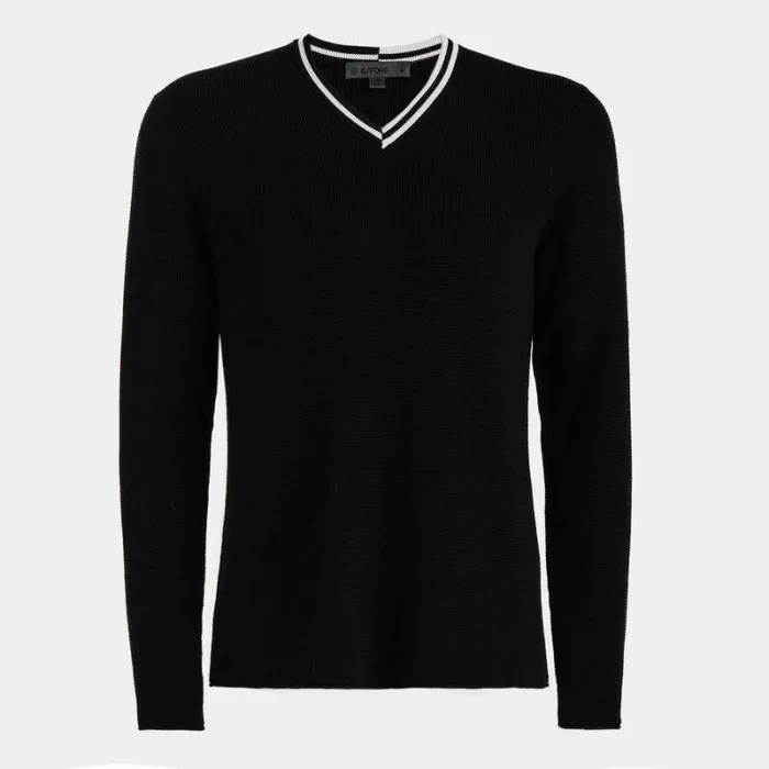GFORE V NECK WAFFLE KNIT MERINO WOOL SWEATER Onyx Men Sweaters