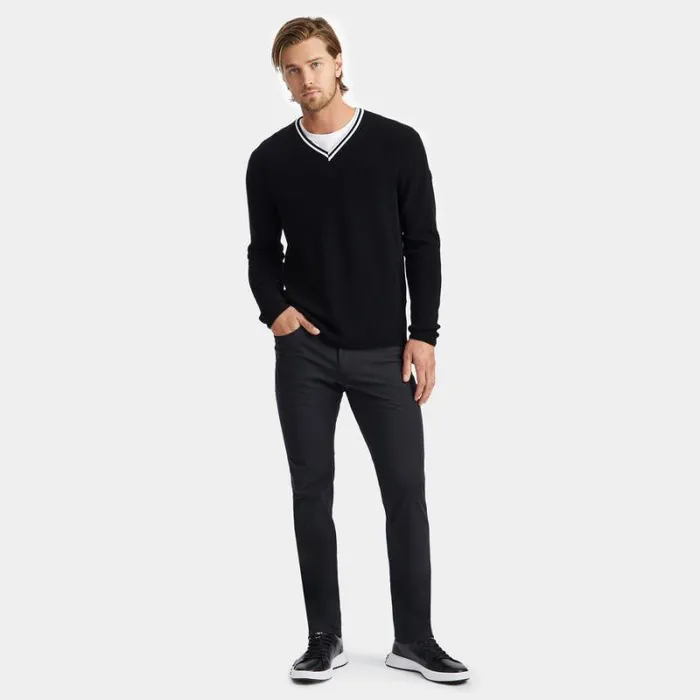 GFORE V NECK WAFFLE KNIT MERINO WOOL SWEATER Onyx Men Sweaters