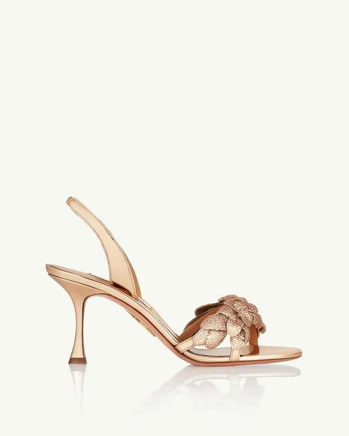 Galactic Flower Sandal 75 Gold Women Aquazzura Sandals Galactic Flower Sandal 75 Gold Women Aquazzura Sandals
