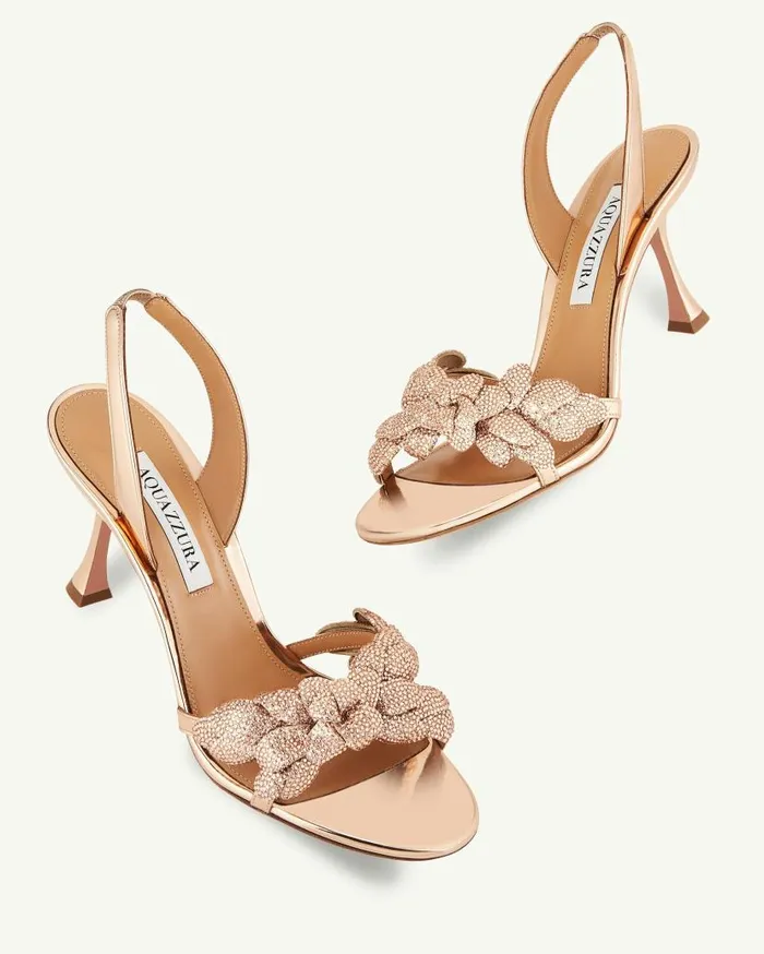 Galactic Flower Sandal 75 Gold Women Aquazzura Sandals Galactic Flower Sandal 75 Gold Women Aquazzura Sandals