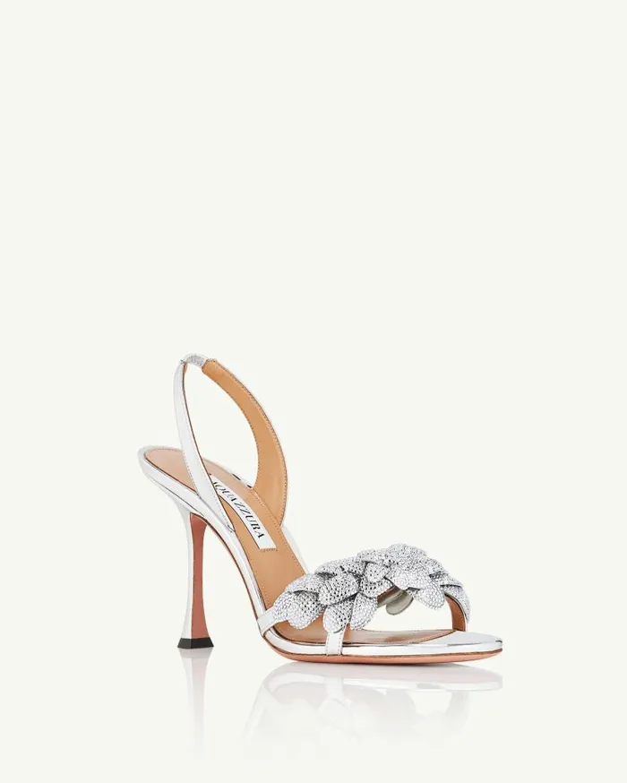 Galactic Flower Sandal 95 Silver Women Aquazzura Sandals