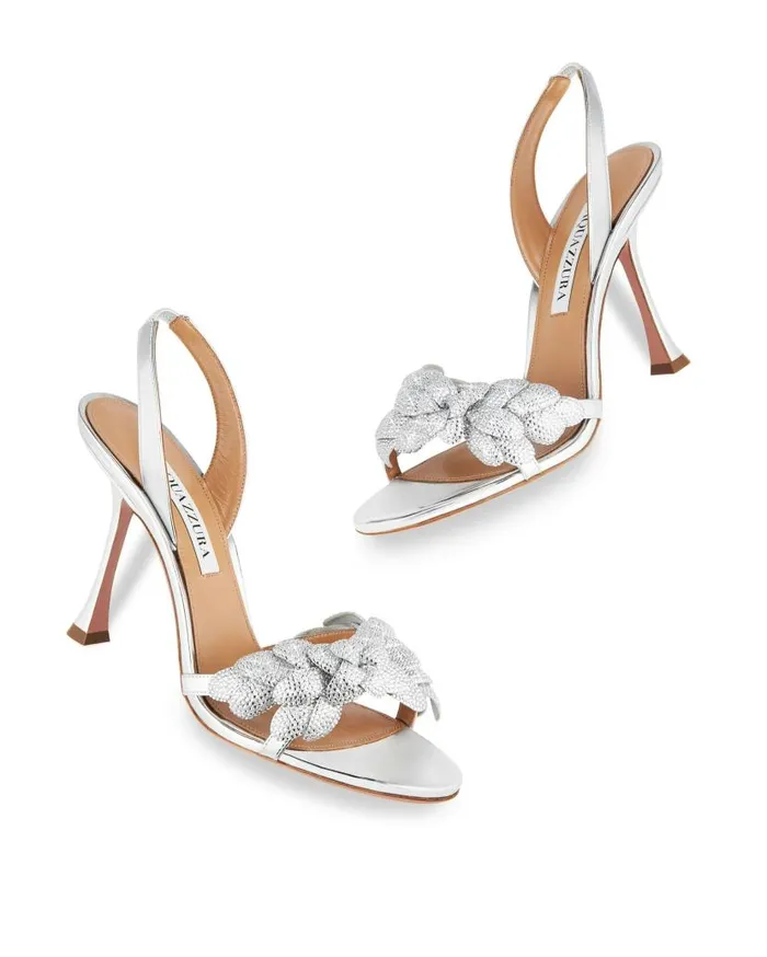 Galactic Flower Sandal 95 Silver Women Aquazzura Sandals Galactic Flower Sandal 95 Silver Women Aquazzura Sandals