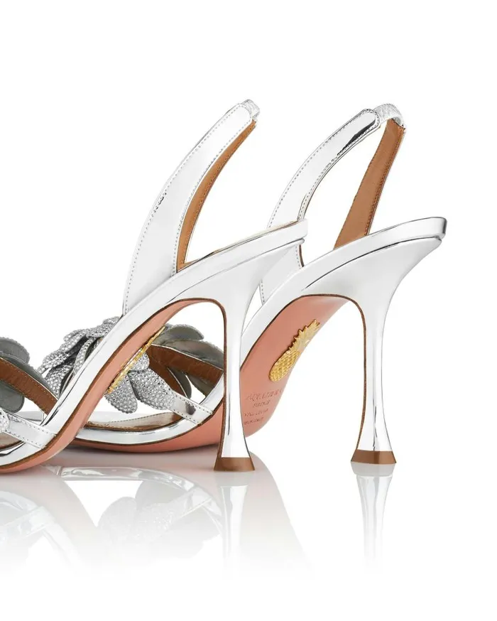 Galactic Flower Sandal 95 Silver Women Aquazzura Sandals Galactic Flower Sandal 95 Silver Women Aquazzura Sandals