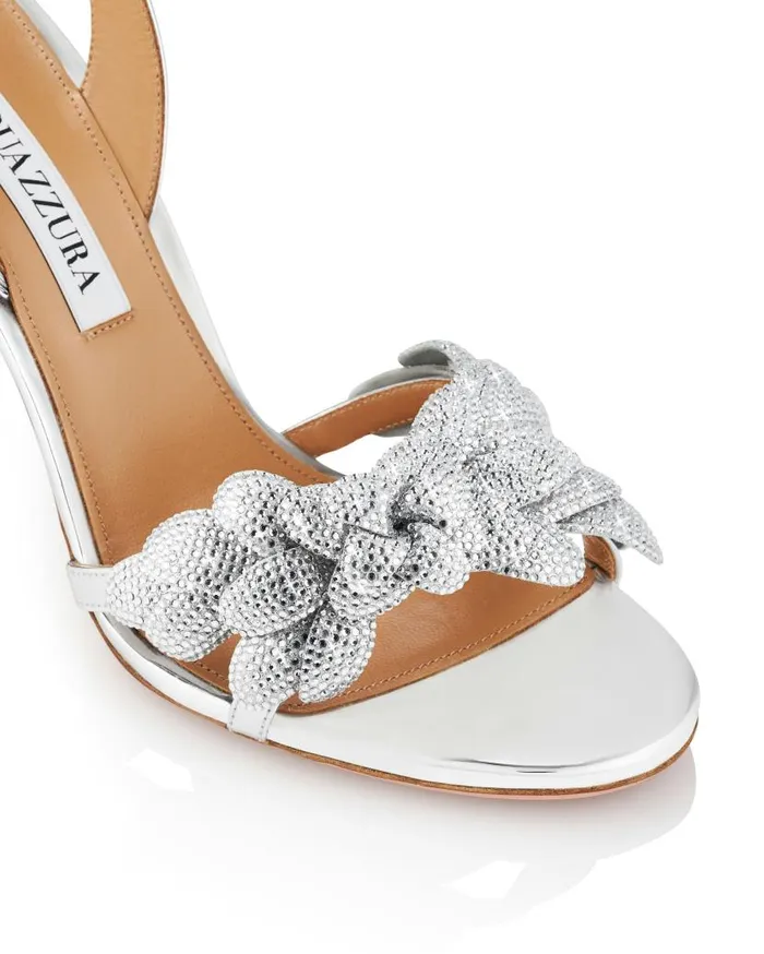 Galactic Flower Sandal 95 Silver Women Aquazzura Sandals Galactic Flower Sandal 95 Silver Women Aquazzura Sandals
