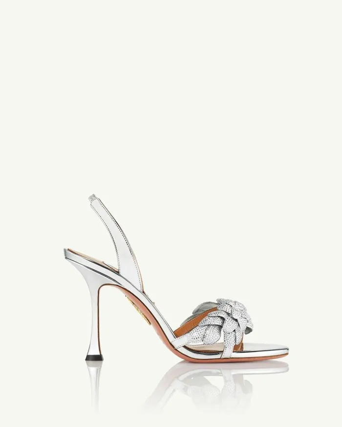 Galactic Flower Sandal 95 Silver Women Aquazzura Sandals Galactic Flower Sandal 95 Silver Women Aquazzura Sandals
