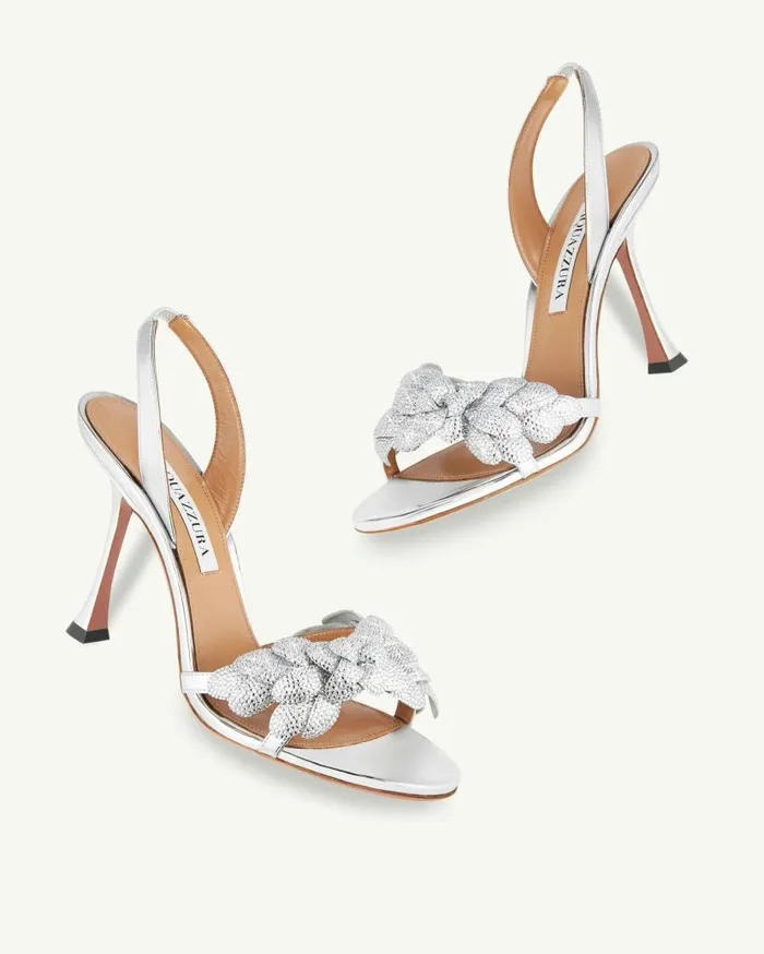 Galactic Flower Sandal 95 Silver Women Aquazzura Sandals Galactic Flower Sandal 95 Silver Women Aquazzura Sandals