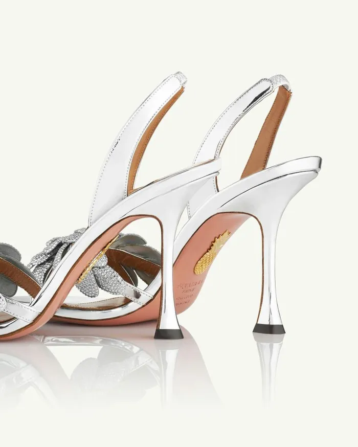 Galactic Flower Sandal 95 Silver Women Aquazzura Sandals Galactic Flower Sandal 95 Silver Women Aquazzura Sandals