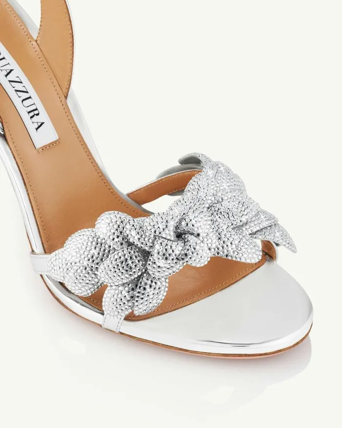 Galactic Flower Sandal 95 Silver Women Aquazzura Sandals Galactic Flower Sandal 95 Silver Women Aquazzura Sandals