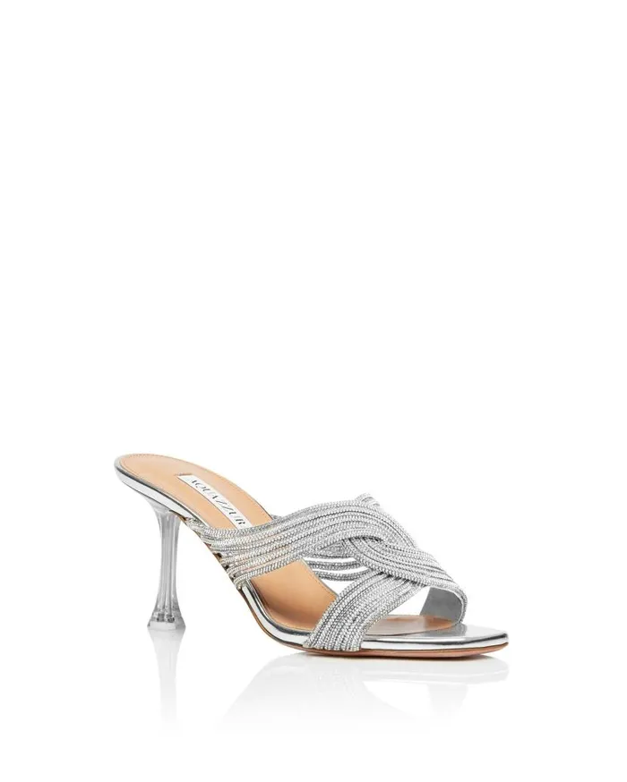 Gatsby Mule 75 Silver Women Aquazzura Bridal Gatsby Mule 75 Silver Women Aquazzura Bridal