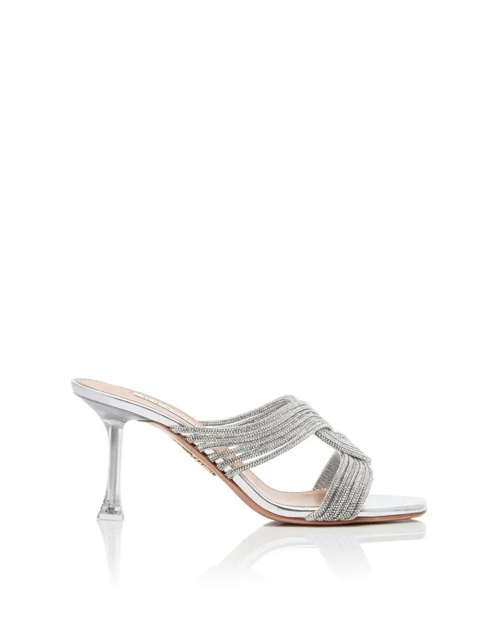 Gatsby Mule 75 Silver Women Aquazzura Bridal Gatsby Mule 75 Silver Women Aquazzura Bridal