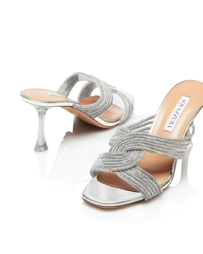 Gatsby Mule 75 Silver Women Aquazzura Bridal Gatsby Mule 75 Silver Women Aquazzura Bridal