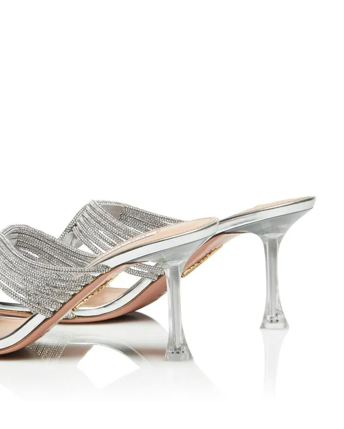 Gatsby Mule 75 Silver Women Aquazzura Bridal Gatsby Mule 75 Silver Women Aquazzura Bridal
