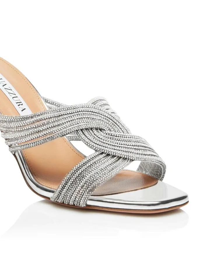 Gatsby Mule 75 Silver Women Aquazzura Bridal Gatsby Mule 75 Silver Women Aquazzura Bridal