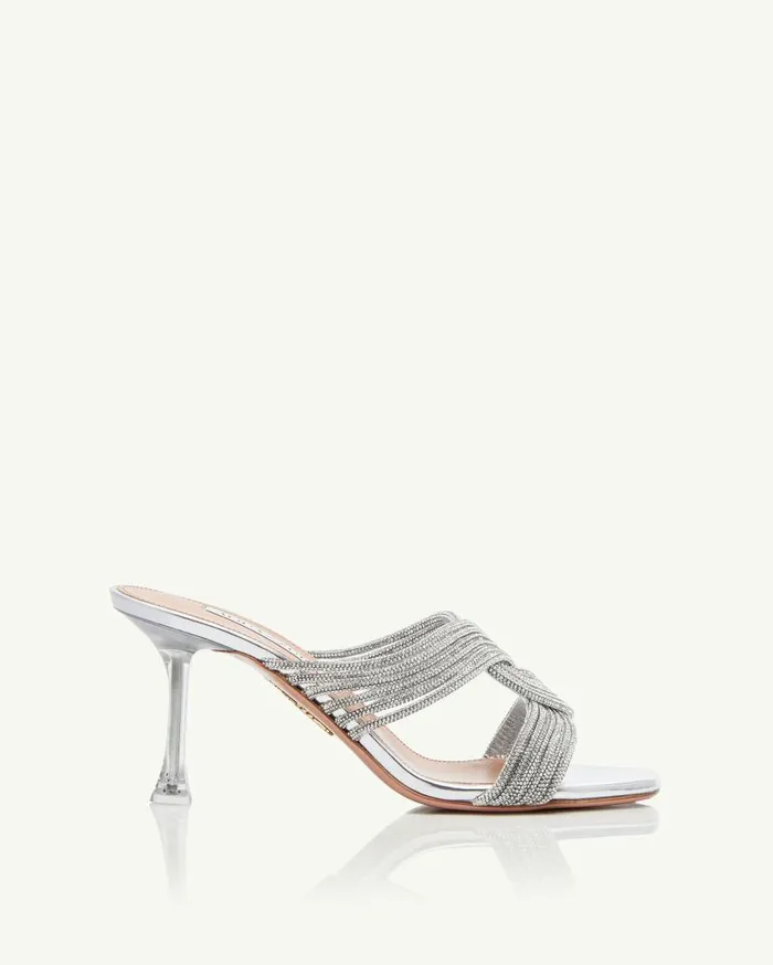 Gatsby Mule 75 Silver Women Aquazzura Bridal Gatsby Mule 75 Silver Women Aquazzura Bridal