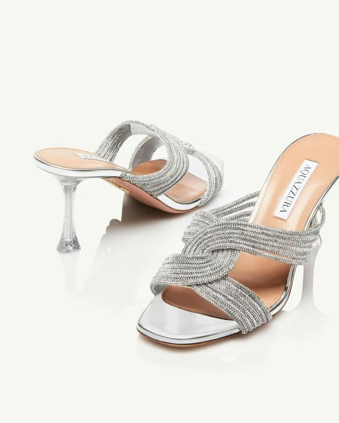 Gatsby Mule 75 Silver Women Aquazzura Bridal Gatsby Mule 75 Silver Women Aquazzura Bridal
