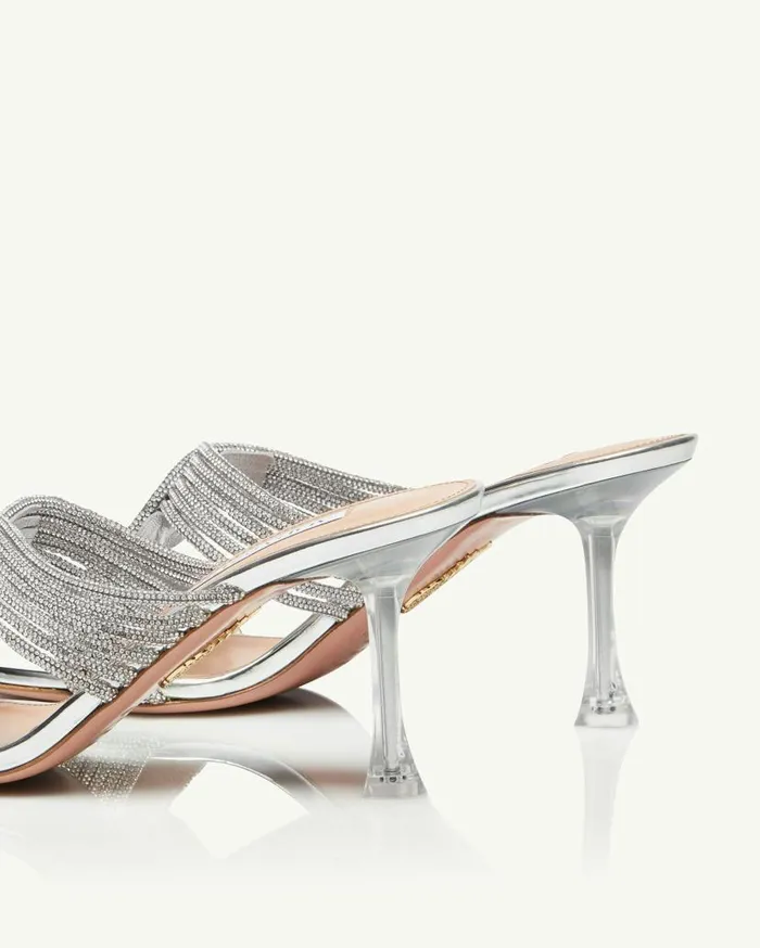 Gatsby Mule 75 Silver Women Aquazzura Bridal Gatsby Mule 75 Silver Women Aquazzura Bridal