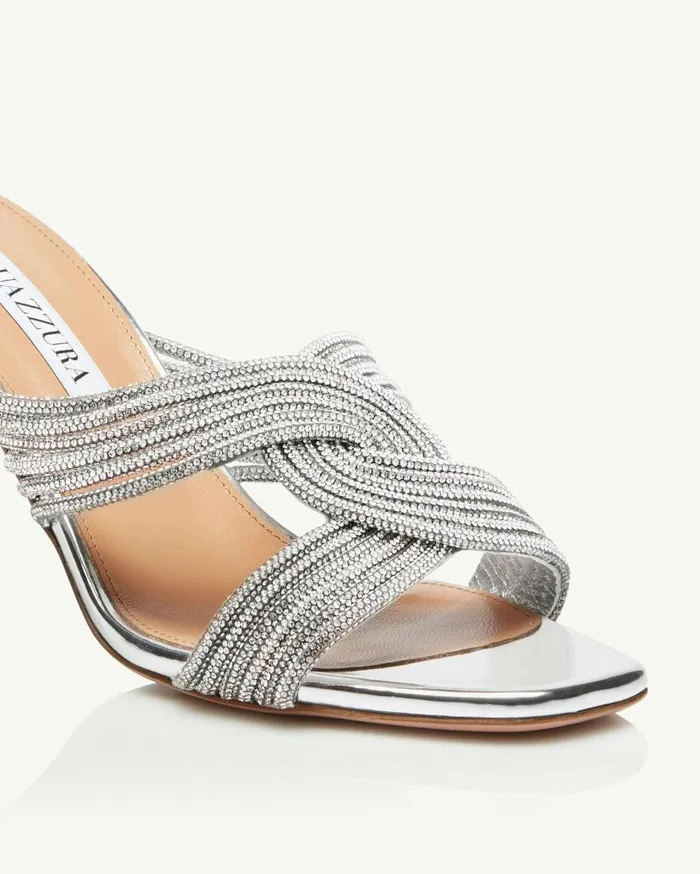 Gatsby Mule 75 Silver Women Aquazzura Bridal Gatsby Mule 75 Silver Women Aquazzura Bridal