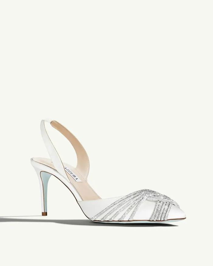 Gatsby Sling Satin 75 White Women Aquazzura Bridal