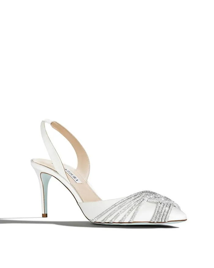 Gatsby Sling Satin 75 White Women Aquazzura Bridal Gatsby Sling Satin 75 White Women Aquazzura Bridal