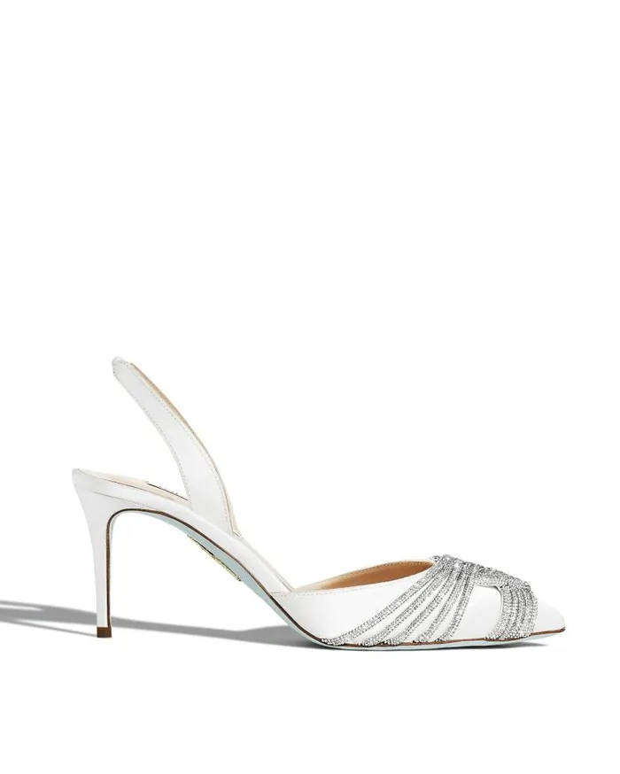 Gatsby Sling Satin 75 White Women Aquazzura Bridal Gatsby Sling Satin 75 White Women Aquazzura Bridal