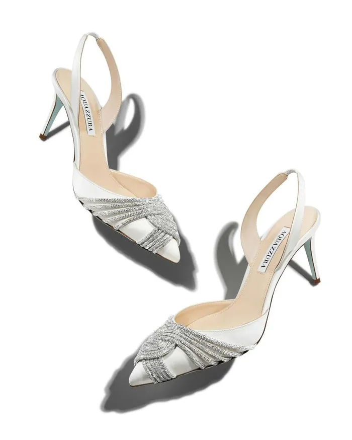 Gatsby Sling Satin 75 White Women Aquazzura Bridal Gatsby Sling Satin 75 White Women Aquazzura Bridal