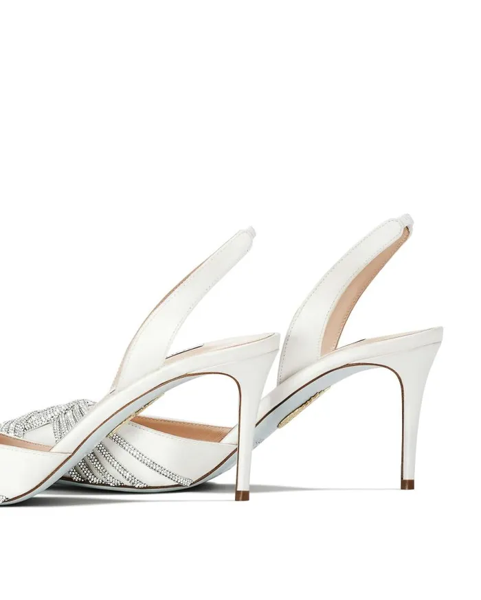 Gatsby Sling Satin 75 White Women Aquazzura Bridal Gatsby Sling Satin 75 White Women Aquazzura Bridal