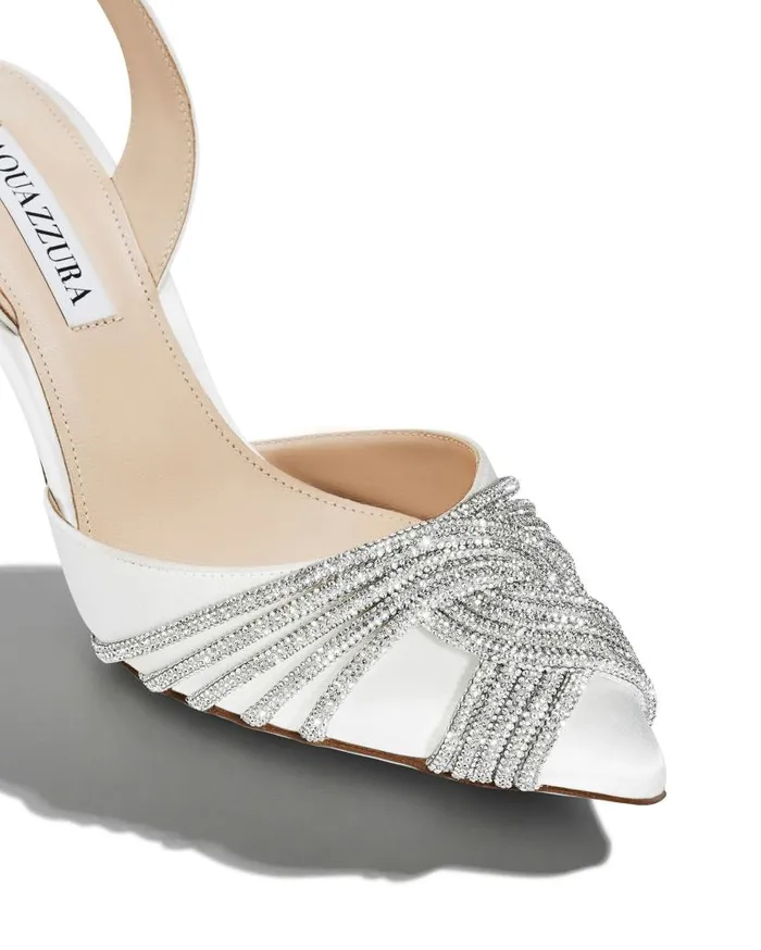 Gatsby Sling Satin 75 White Women Aquazzura Bridal Gatsby Sling Satin 75 White Women Aquazzura Bridal