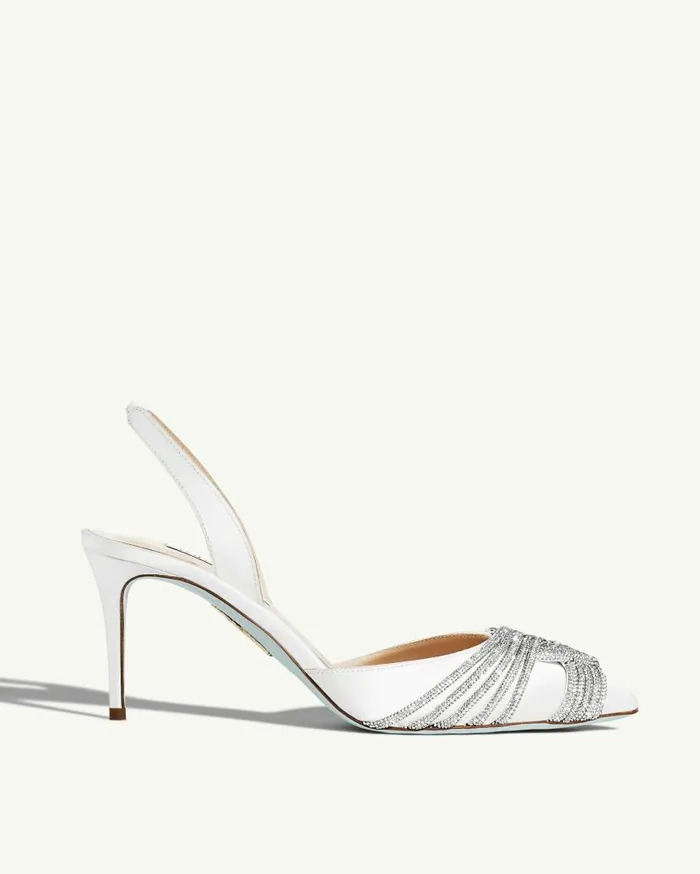 Gatsby Sling Satin 75 White Women Aquazzura Bridal Gatsby Sling Satin 75 White Women Aquazzura Bridal