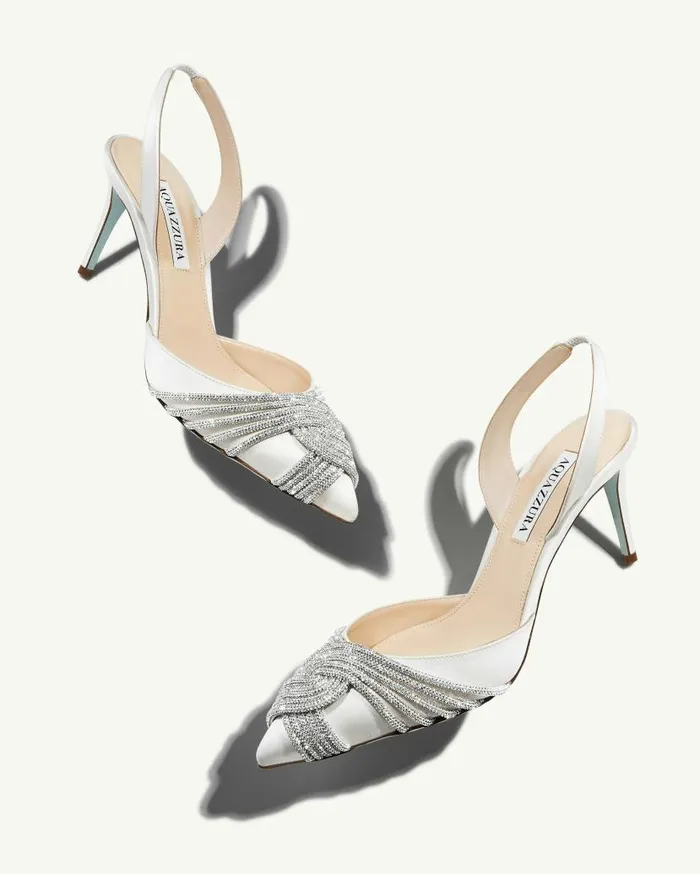 Gatsby Sling Satin 75 White Women Aquazzura Bridal Gatsby Sling Satin 75 White Women Aquazzura Bridal