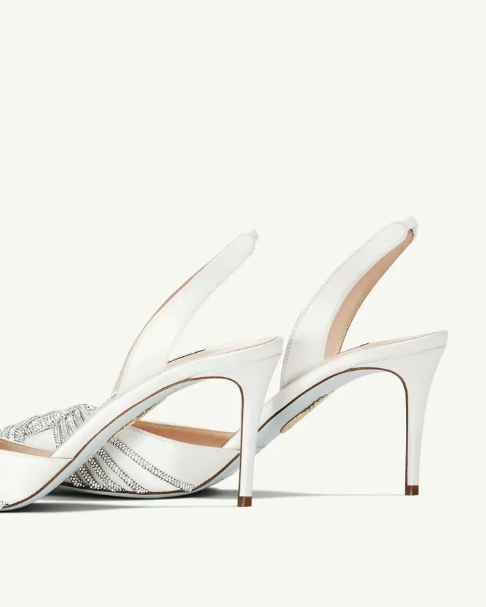Gatsby Sling Satin 75 White Women Aquazzura Bridal Gatsby Sling Satin 75 White Women Aquazzura Bridal