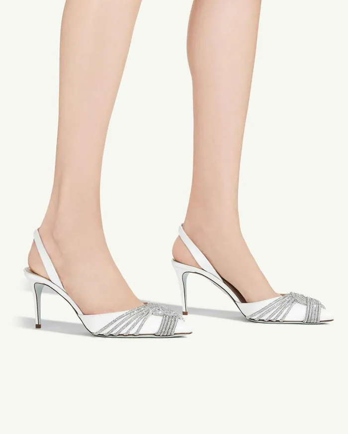 Gatsby Sling Satin 75 White Women Aquazzura Bridal Gatsby Sling Satin 75 White Women Aquazzura Bridal