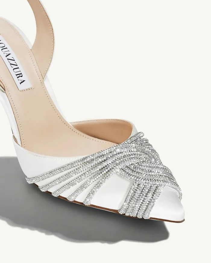 Gatsby Sling Satin 75 White Women Aquazzura Bridal Gatsby Sling Satin 75 White Women Aquazzura Bridal