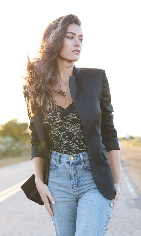 Generation Love Clothing Blazers and Jackets Drea Satin Blazer Black 8211 Women