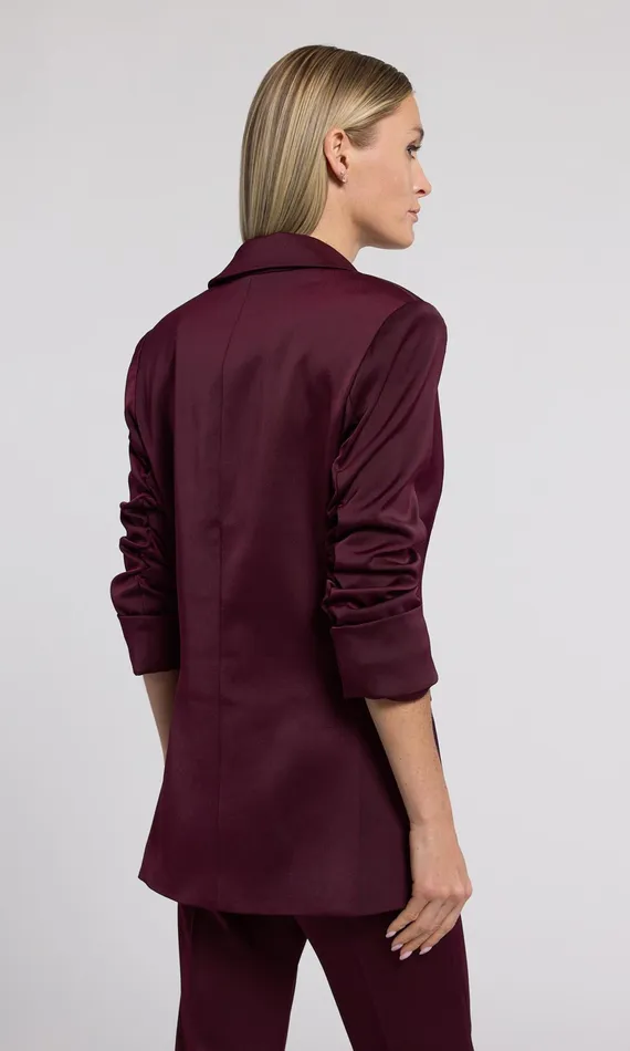 Generation Love Clothing Blazers and Jackets Drea Satin Blazer Black Cherry 8211 Women
