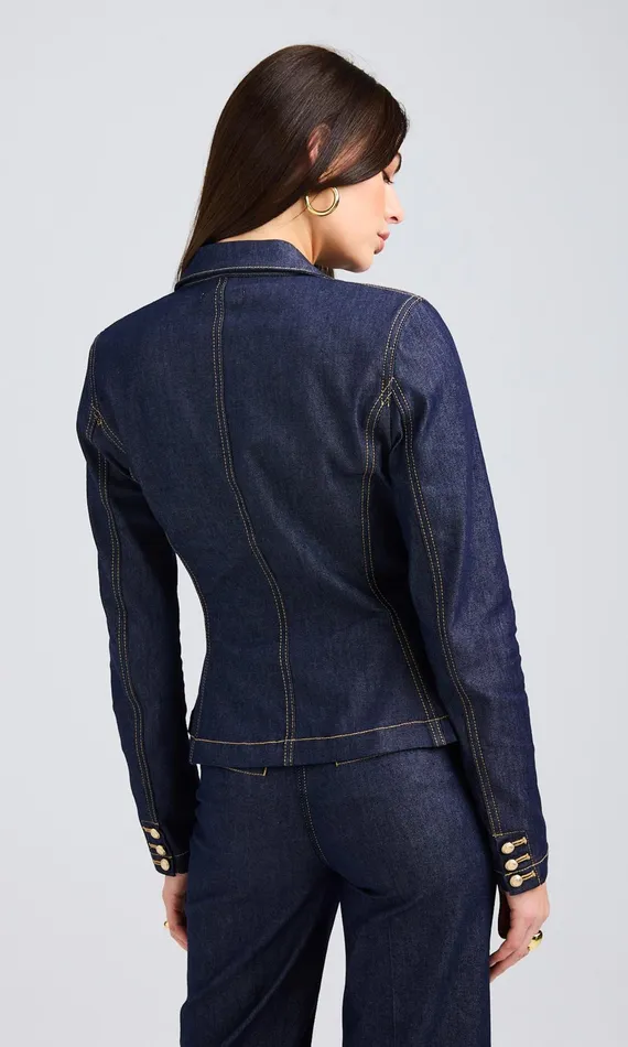 Generation Love Clothing Blazers and Jackets Mara Sheen Denim Jacket Dark Denim Blue 8211 Women