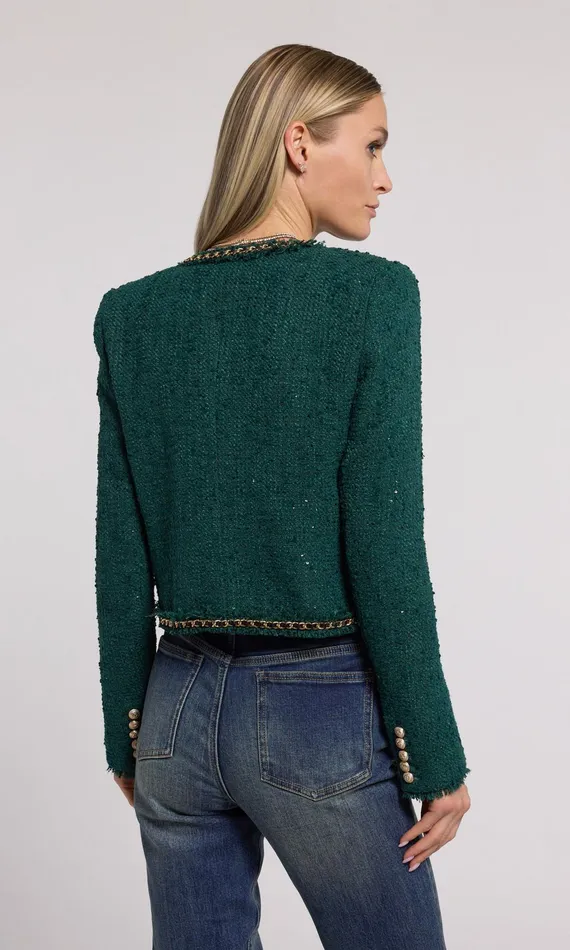 Generation Love Clothing Blazers and Jackets Serena Chain Tweed Blazer Forest 8211 Women
