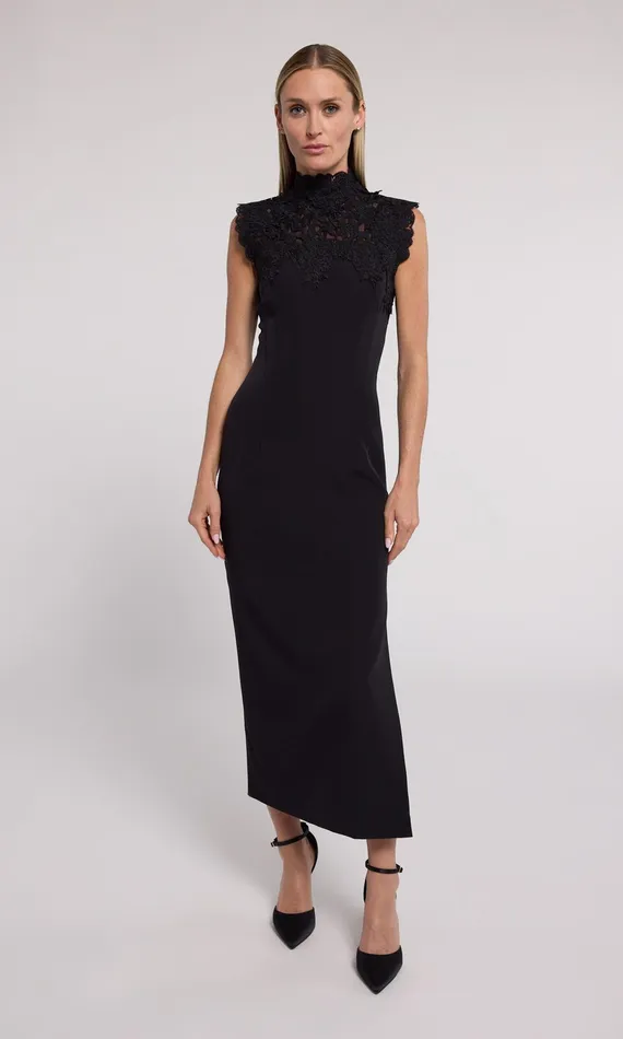 Generation Love Clothing Dresses Shonna Lace Combo Crepe Dress Black 8211 Women