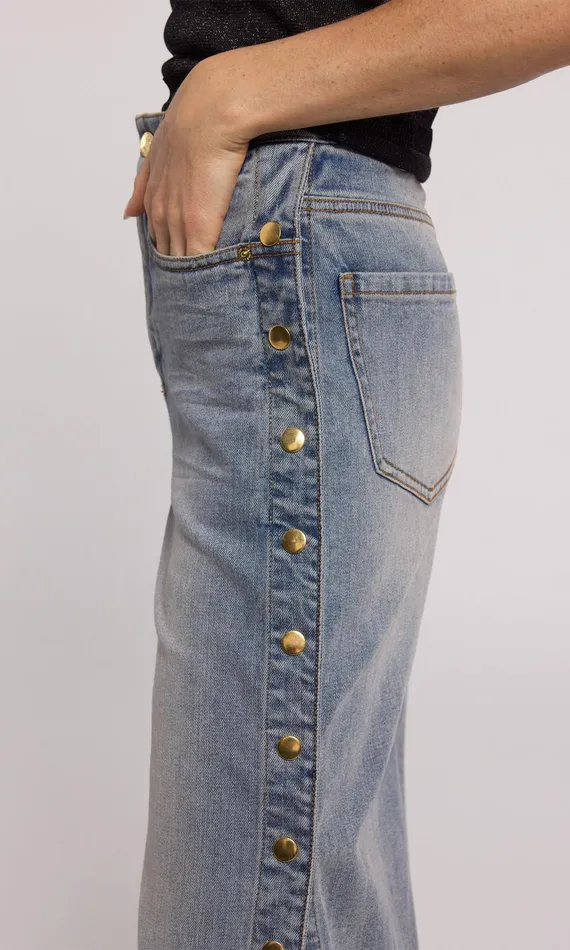 Generation Love Clothing Pants Stassia Snap Jeans Washed Medium Denim 8211 Women
