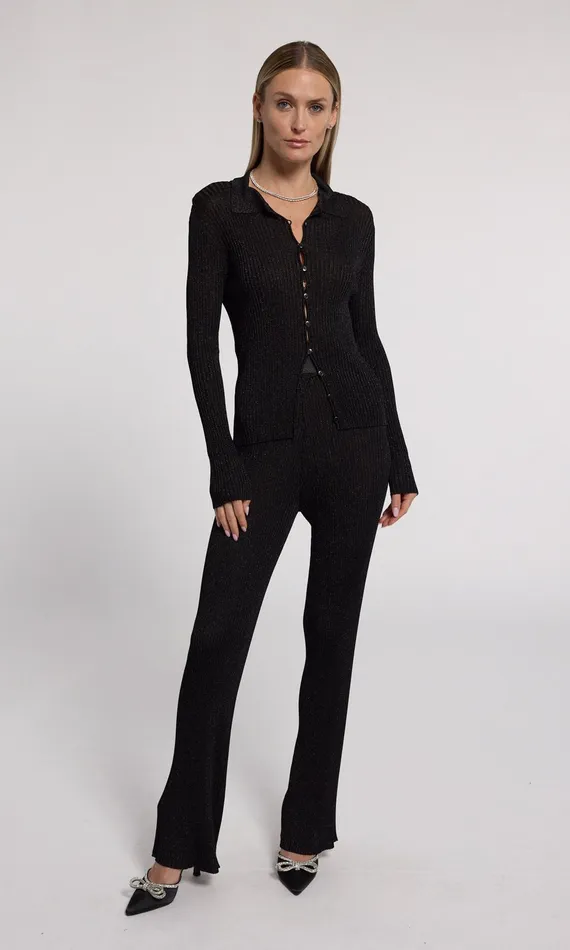 Generation Love Clothing Sweaters and Sweatshirts Jillian Rib Cardigan Metallic Black 8211 Women