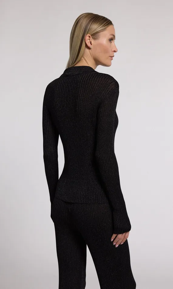 Generation Love Clothing Sweaters and Sweatshirts Jillian Rib Cardigan Metallic Black 8211 Women